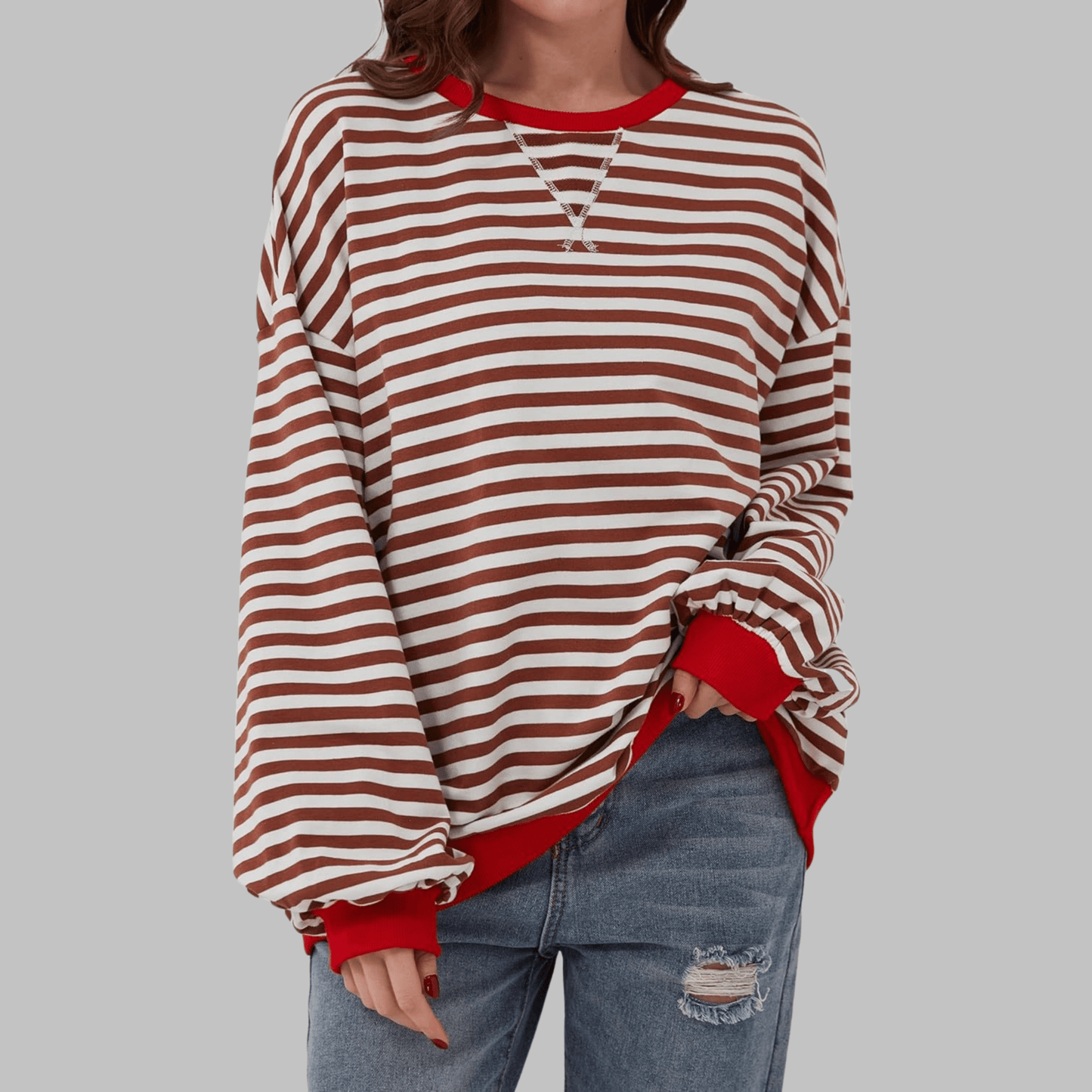 Charis | Casual Striped Sweatshirt - Ciara & Fiona