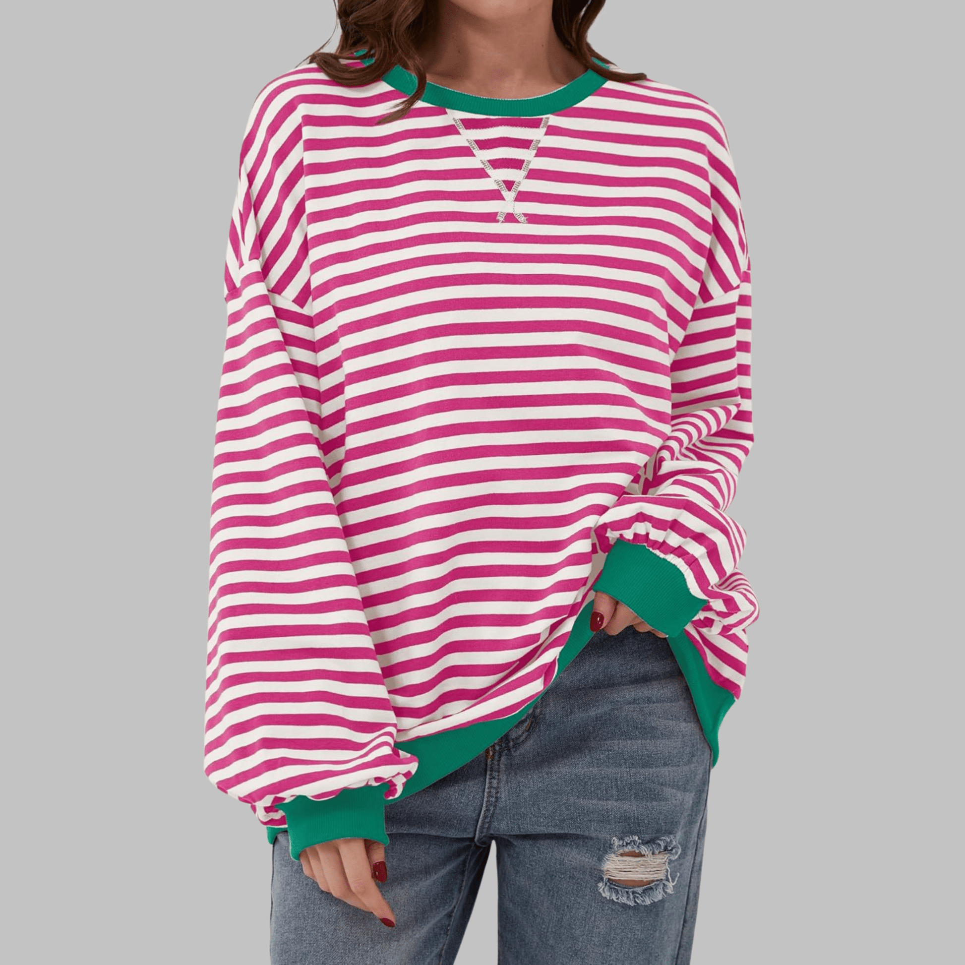 Charis | Casual Striped Sweatshirt - Ciara & Fiona