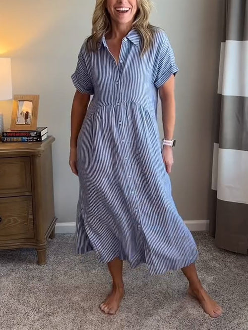 Charleigh | Elegant Striped Dress - Ciara & Fiona