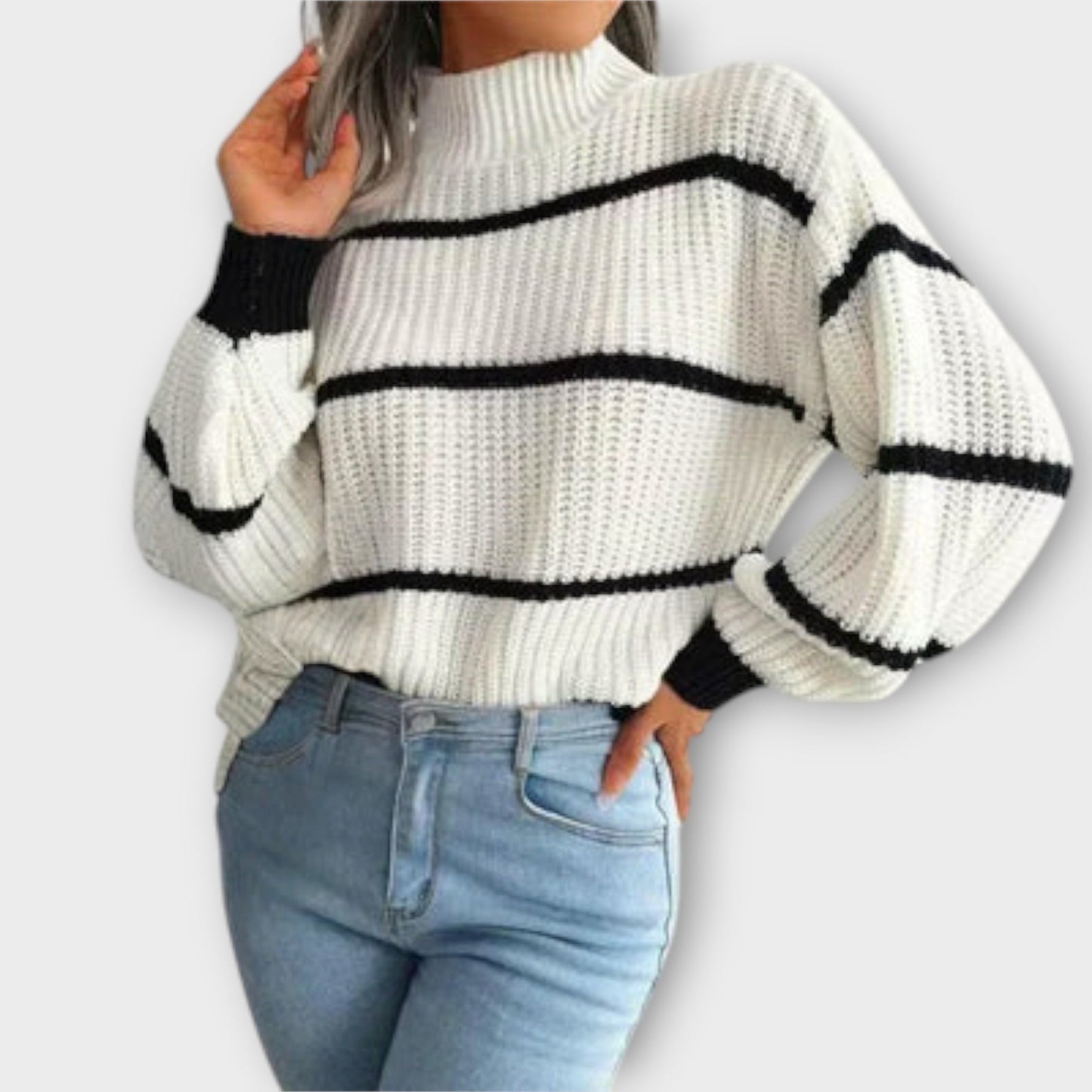 Chavala - Striped Turtle Neck Sweater - Ciara & Fiona