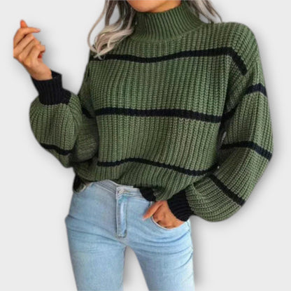 Chavala - Striped Turtle Neck Sweater - Ciara & Fiona