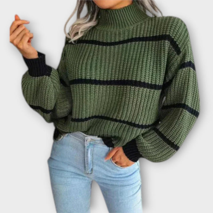 Chavala - Striped Turtle Neck Sweater - Ciara & Fiona