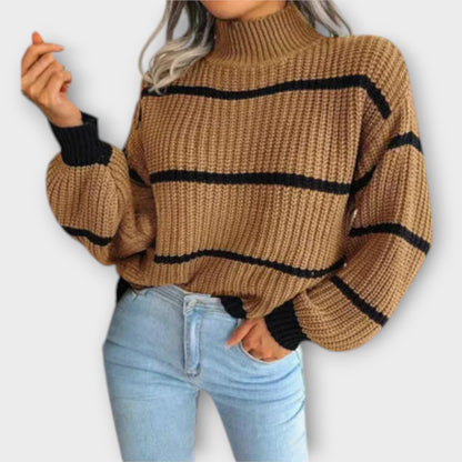 Chavala - Striped Turtle Neck Sweater - Ciara & Fiona