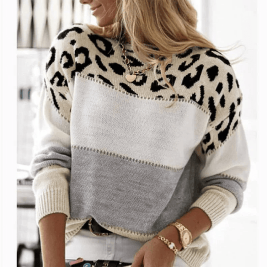 Cheyenne - Leopard Print Casual Sweater - Ciara & Fiona