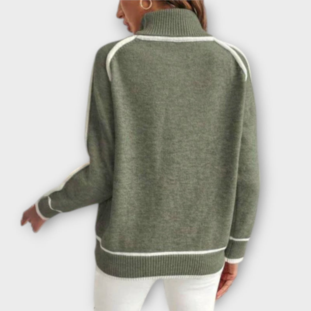 Christine - Opulent Olive Green Knit Sweater - Ciara & Fiona