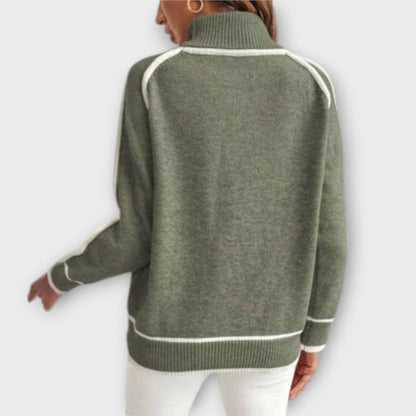 Christine - Opulent Olive Green Knit Sweater - Ciara & Fiona