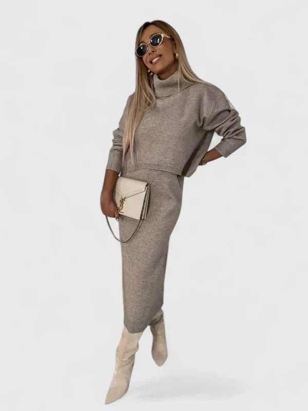 Chrystahl | Elegant Dress and Turtle Neck Sweater Set - Luna Hampton