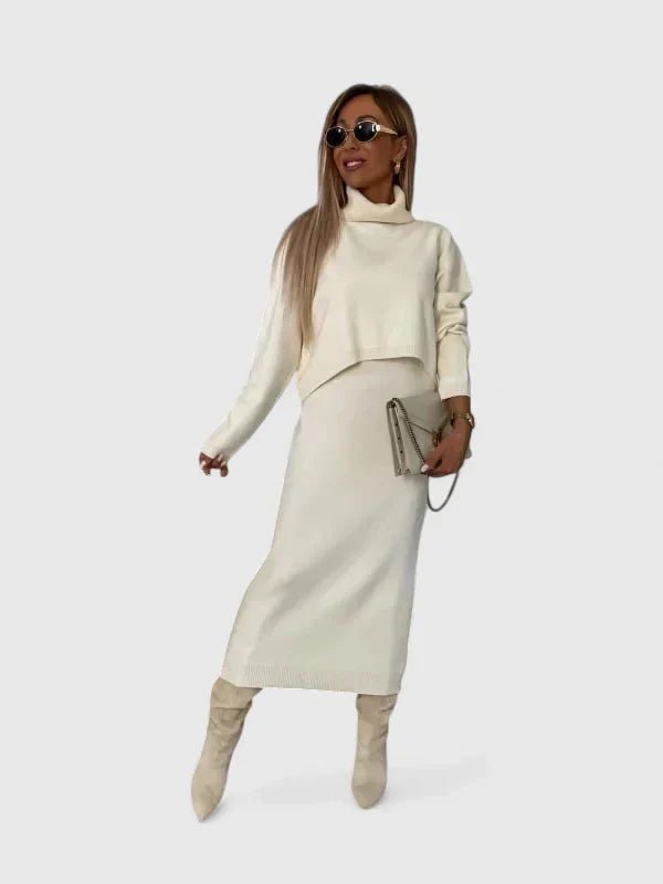 Chrystahl | Elegant Dress and Turtle Neck Sweater Set - Luna Hampton