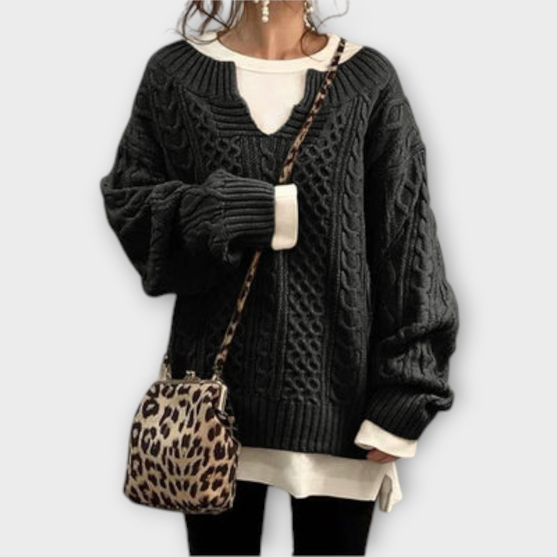 Chunky Cable Knit Oversized Sweater - Ciara & Fiona