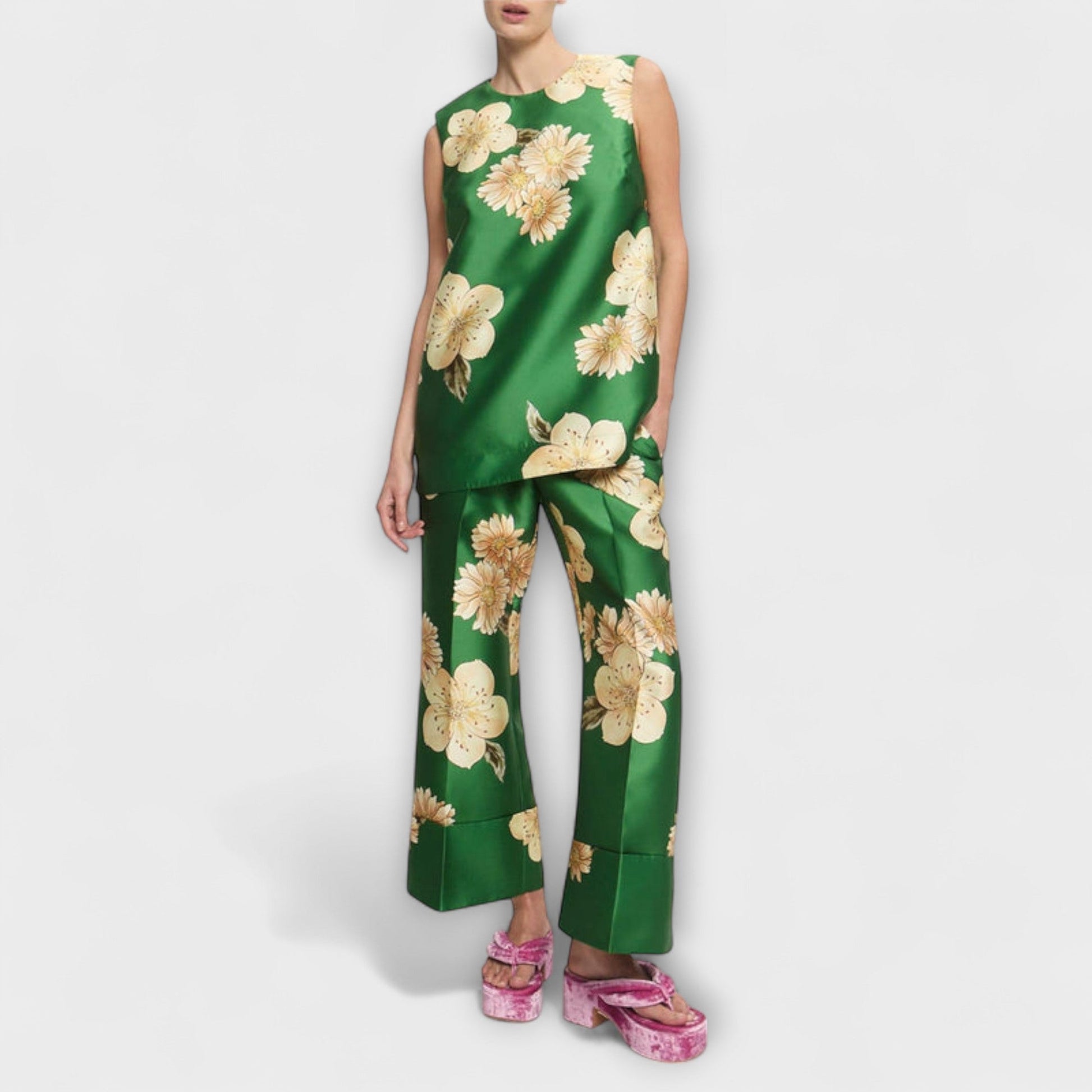 Clea - Sage Sleeveless Pantsuit - Luna Hampton