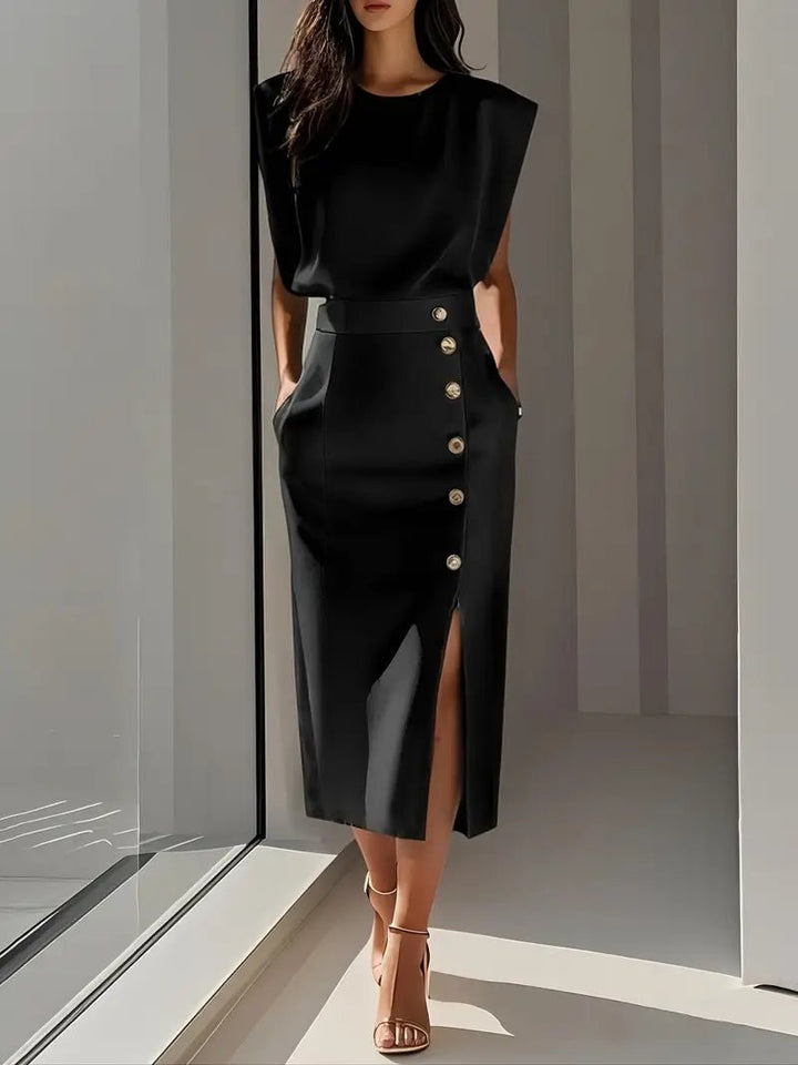 Dalia | Midi Dress with Side Slit - Ciara & Fiona