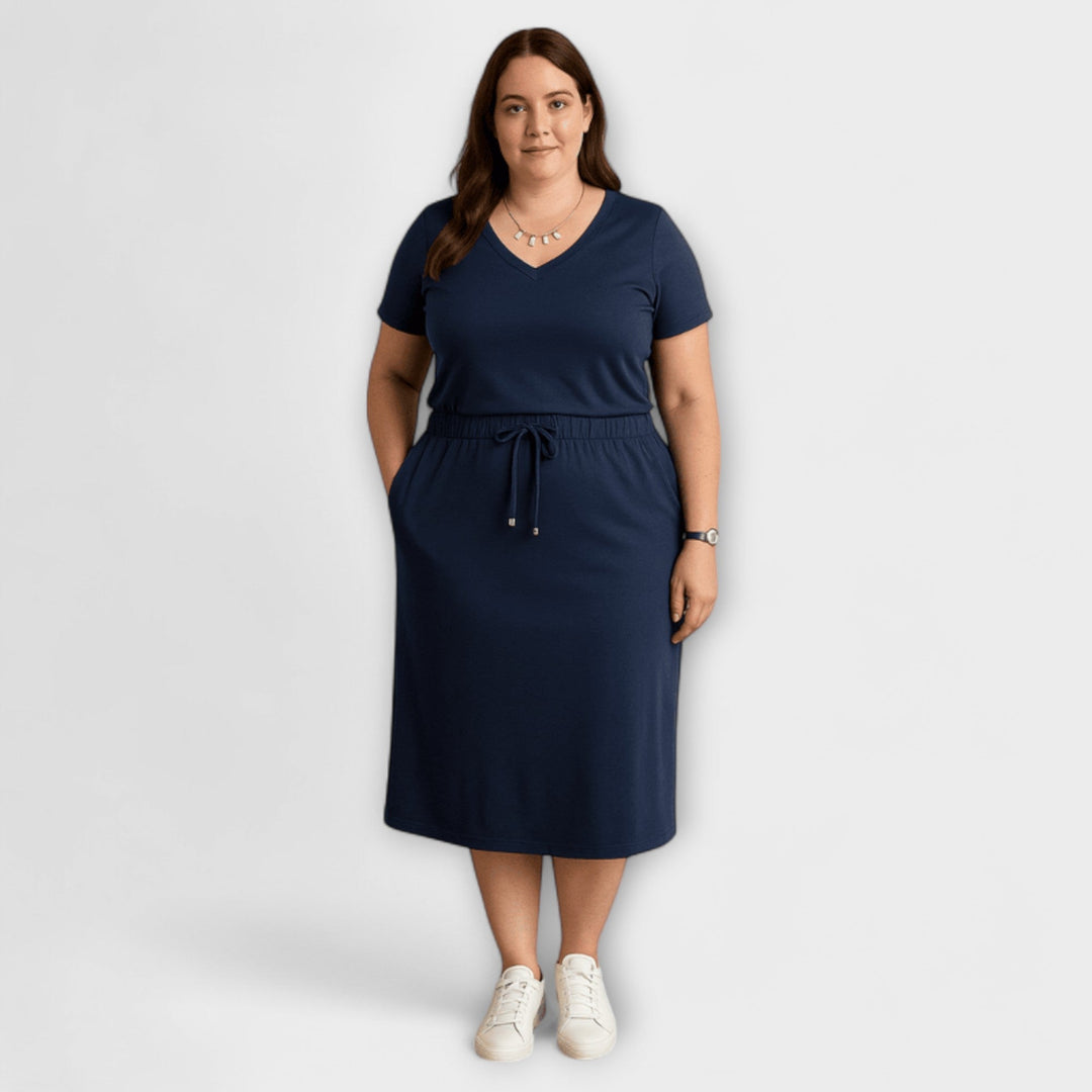 Danielle - Elegant V - Neck Top with Skirt - Luna Hampton