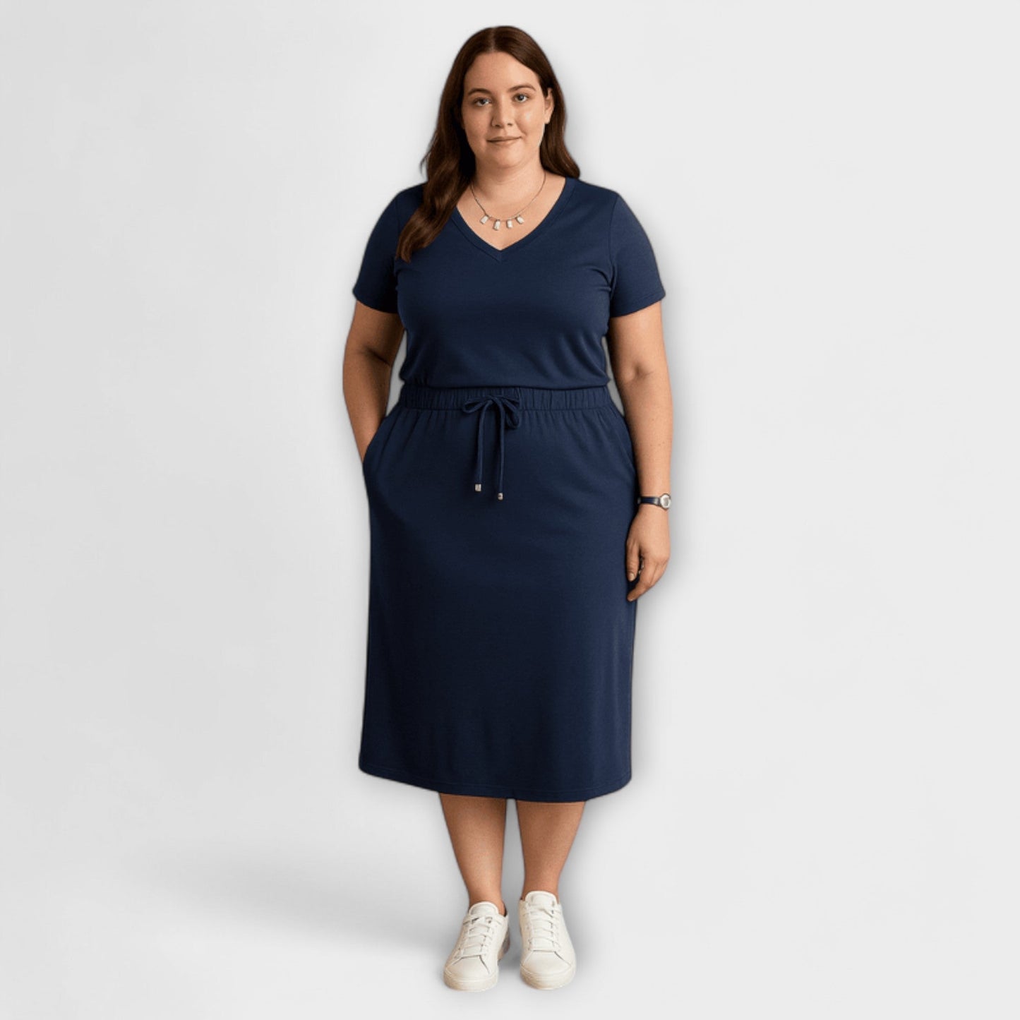 Danielle - Elegant V - Neck Top with Skirt - Luna Hampton