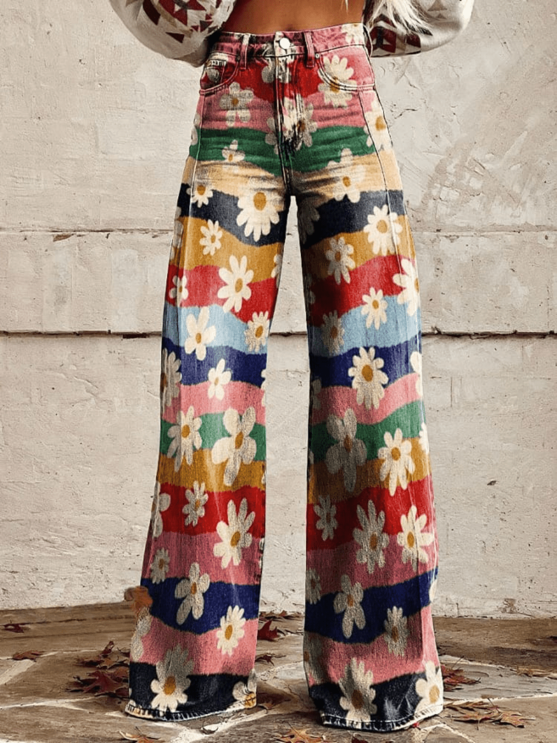 Danielle | Retro Wide - Leg Floral Pants - Ciara & Fiona
