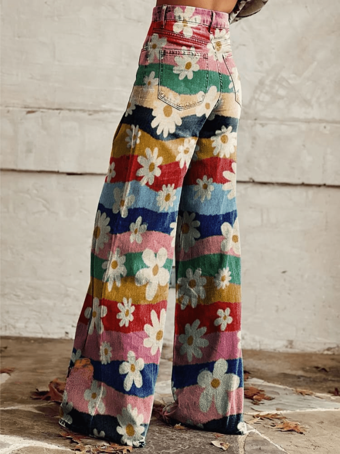 Danielle | Retro Wide - Leg Floral Pants - Ciara & Fiona