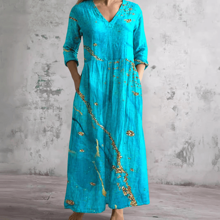 Dearyn | Summer Dress with V - Neck and Floral Pattern - Ciara & Fiona