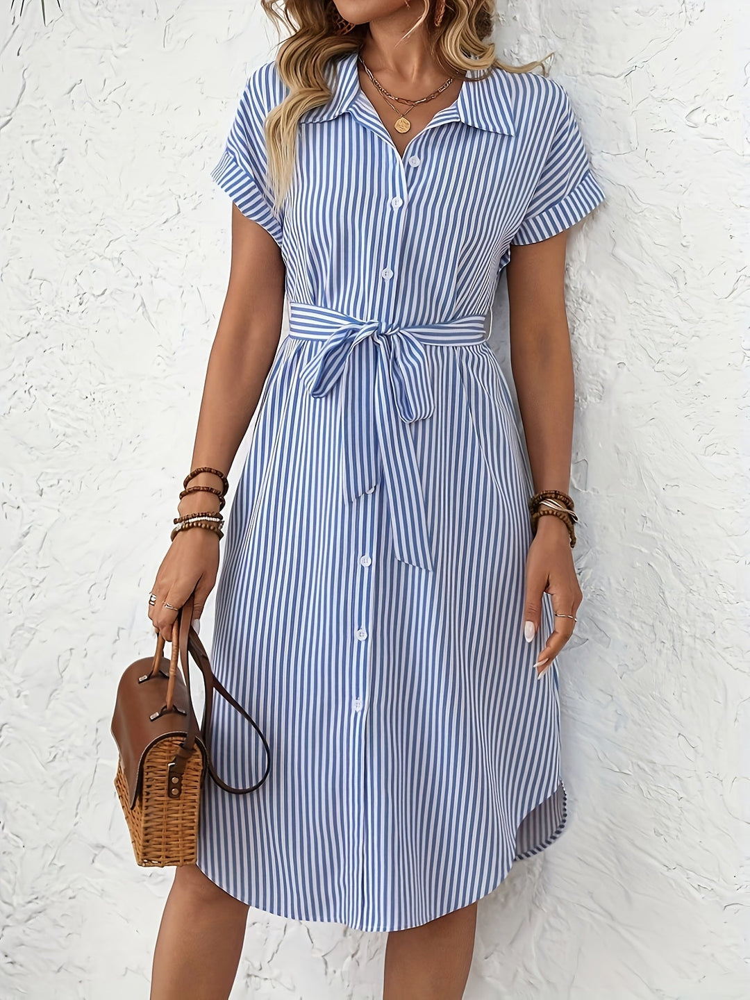 Delphine | Elegant Striped Dress - Ciara & Fiona