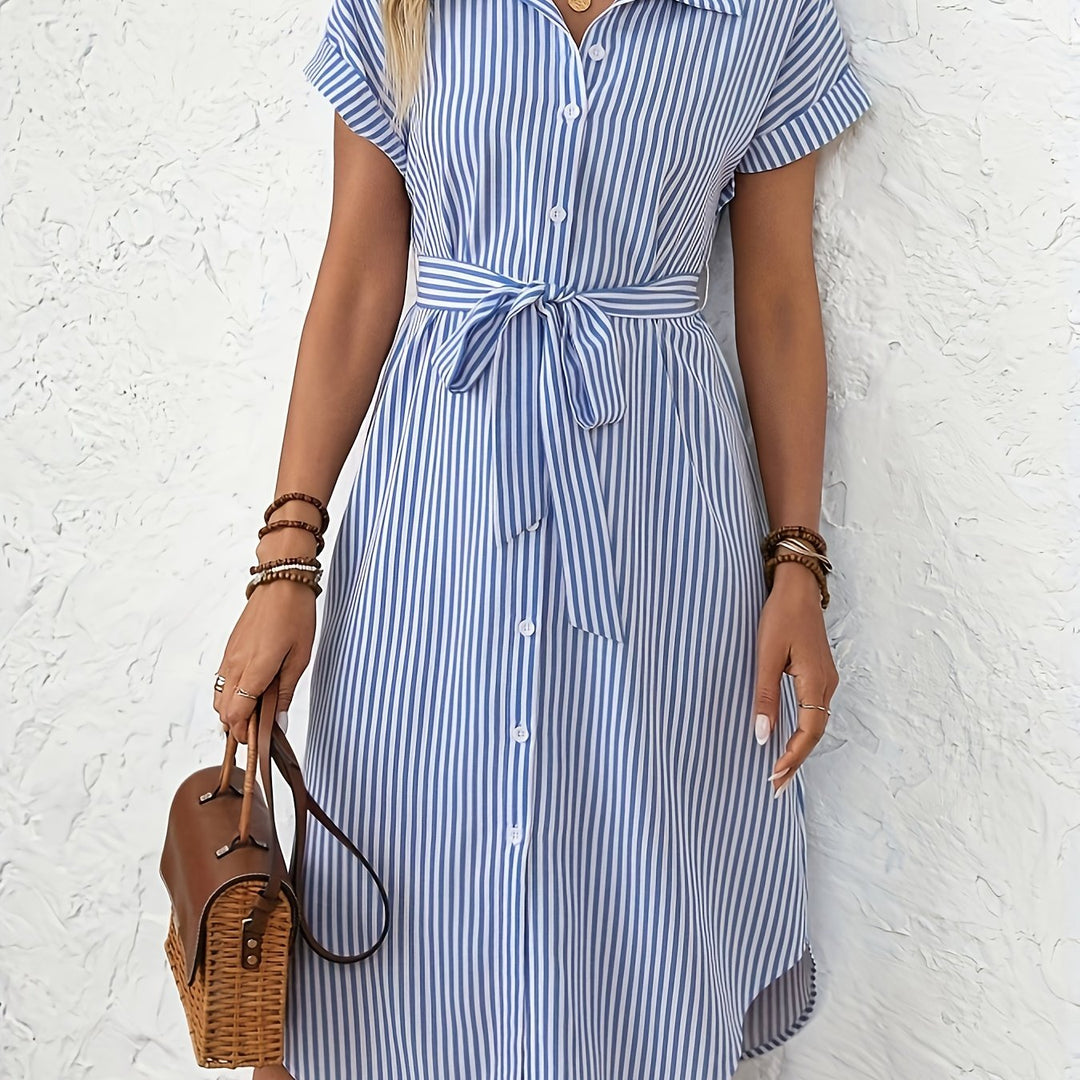 Delphine | Elegant Striped Dress - Ciara & Fiona