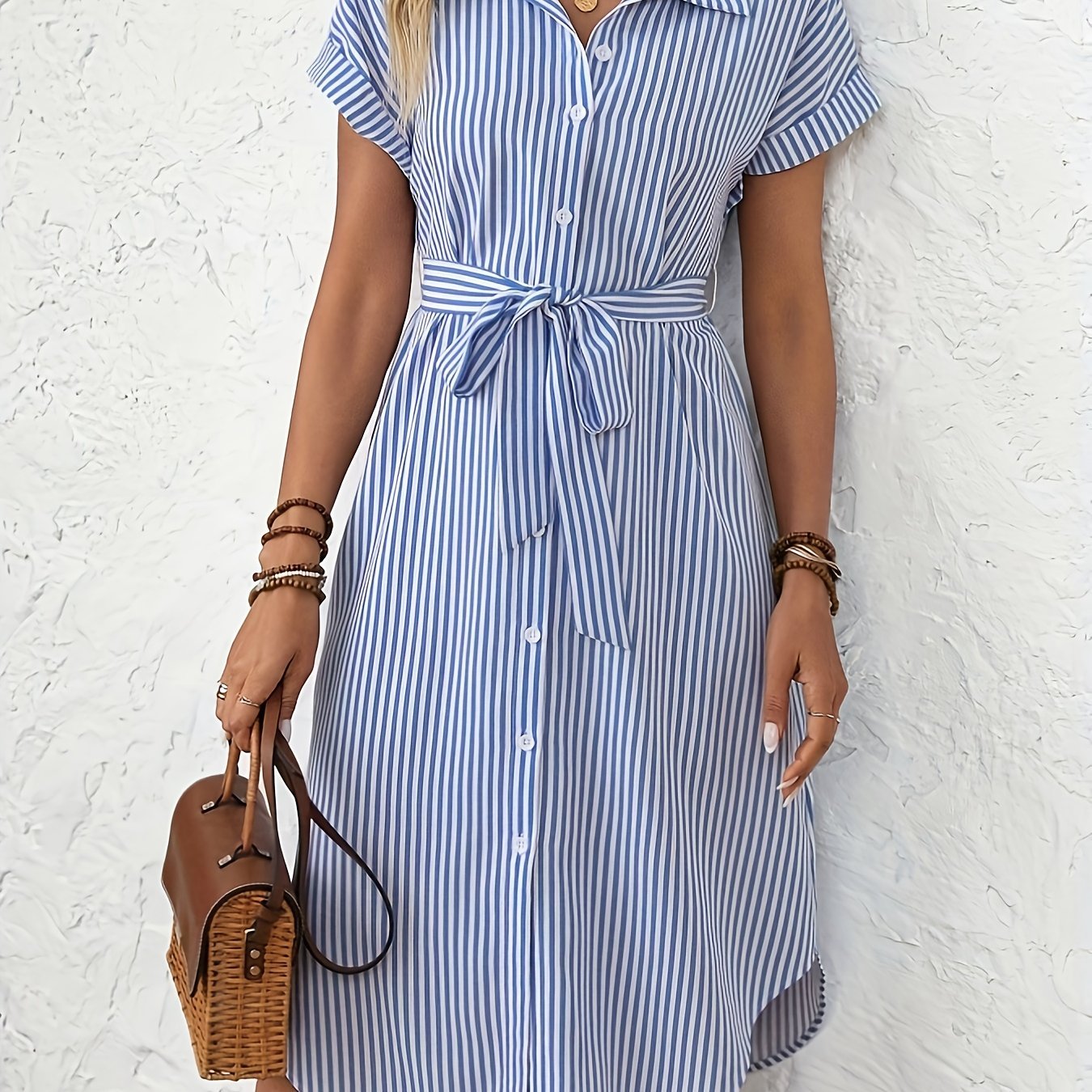Delphine | Elegant Striped Dress - Ciara & Fiona