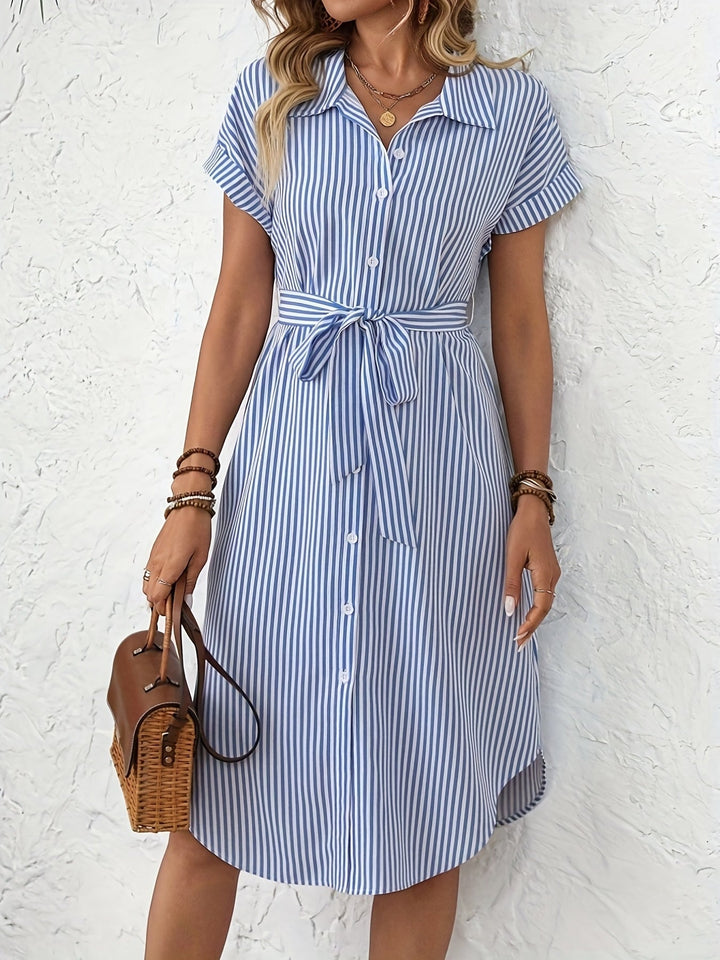 Delphine | Elegant Striped Dress - Ciara & Fiona