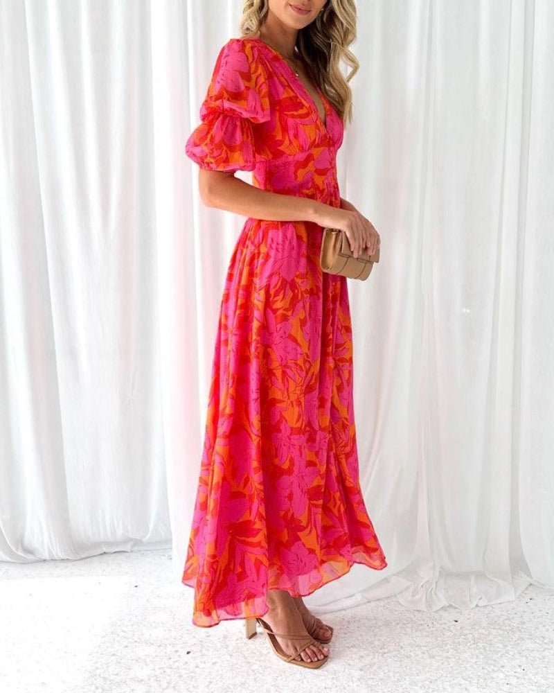 Diana | Red Pink Maxi Dress - Ciara & Fiona