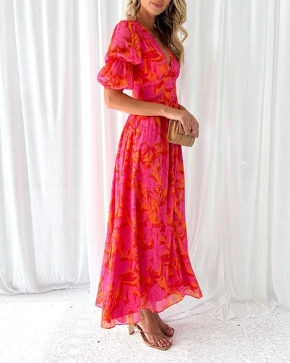 Diana | Red Pink Maxi Dress - Ciara & Fiona