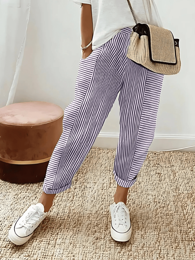 Eisley | Striped Cotton Pants - Ciara & Fiona
