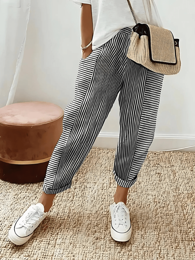 Eisley | Striped Cotton Pants - Ciara & Fiona