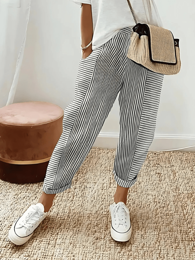 Eisley | Striped Cotton Pants - Ciara & Fiona