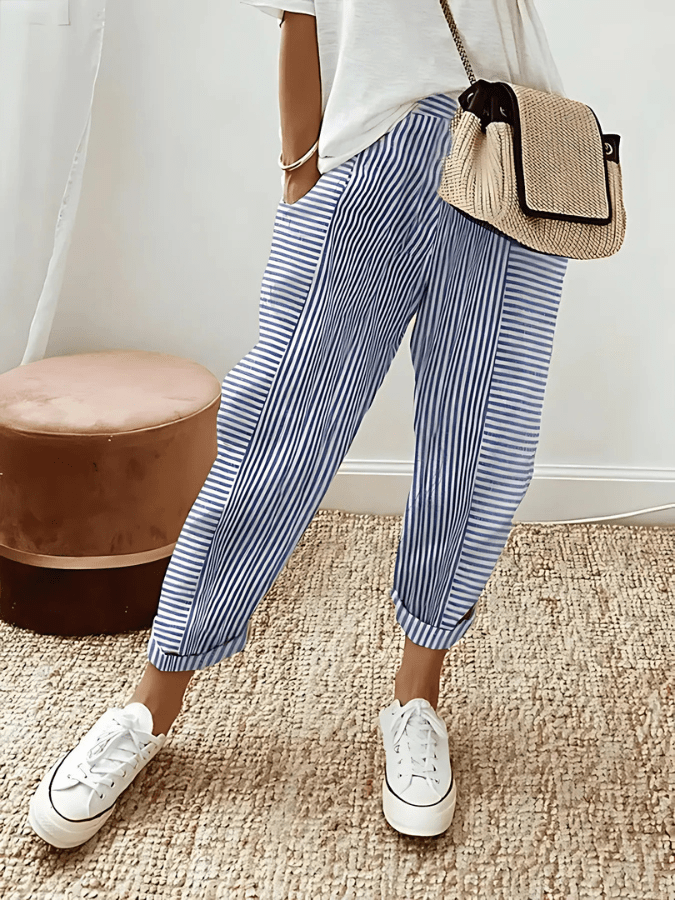 Eisley | Striped Cotton Pants - Ciara & Fiona