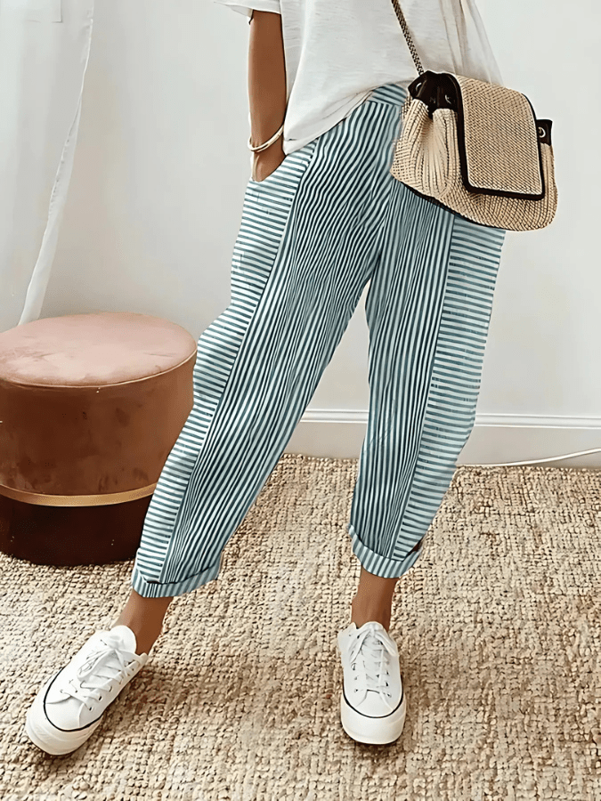 Eisley | Striped Cotton Pants - Ciara & Fiona