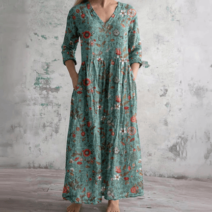 ELIORA | Summer Floral V - Neck Dress - Ciara & Fiona