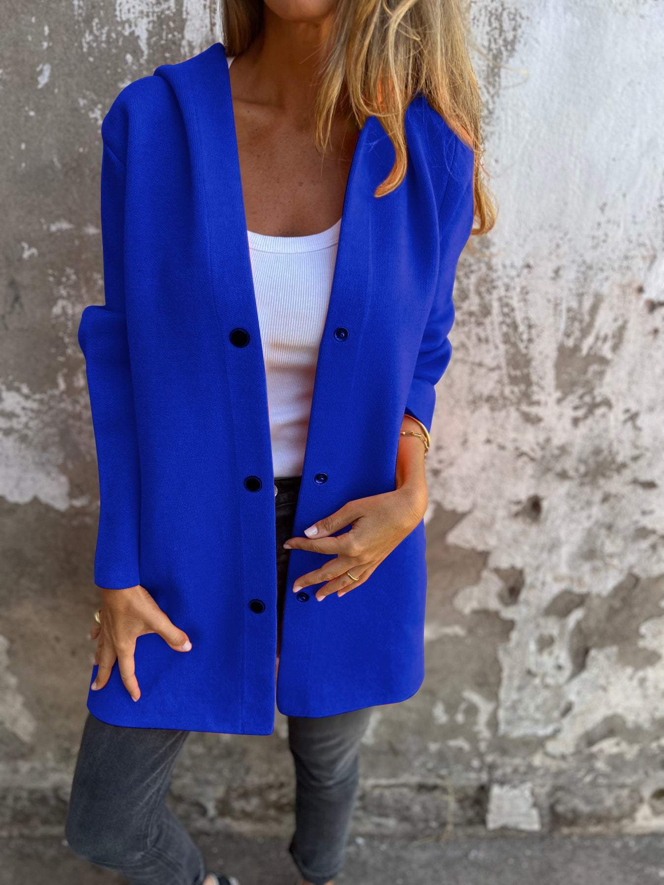 ELISA | Casual single - breasted blazer with hood - Ciara & Fiona