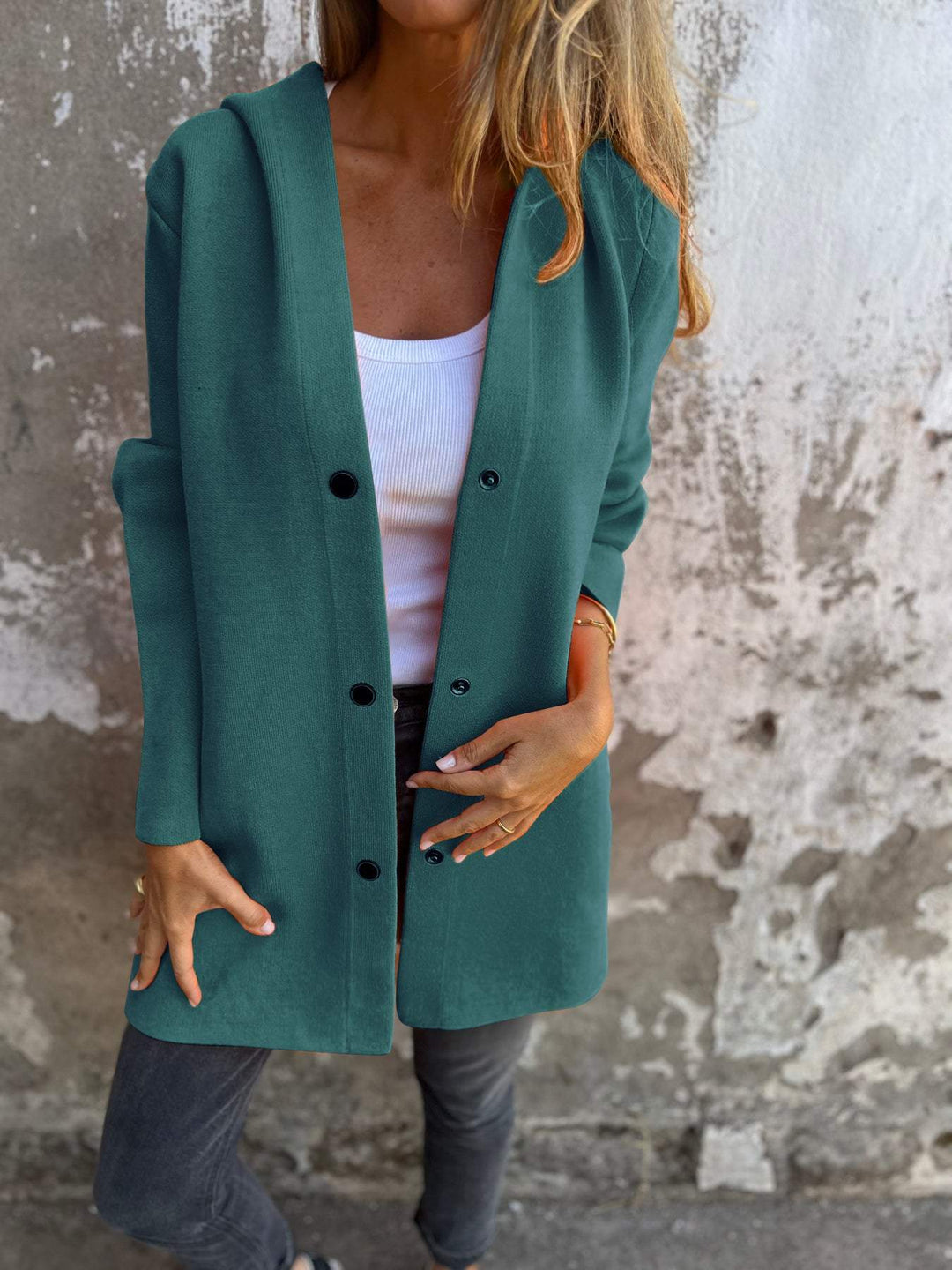 ELISA | Casual single - breasted blazer with hood - Ciara & Fiona