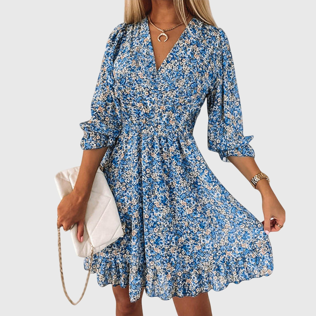 Elisa™ | Floral Puff Sleeve Dress - Luna Hampton