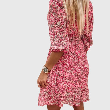 Elisa™ | Floral Puff Sleeve Dress - Luna Hampton