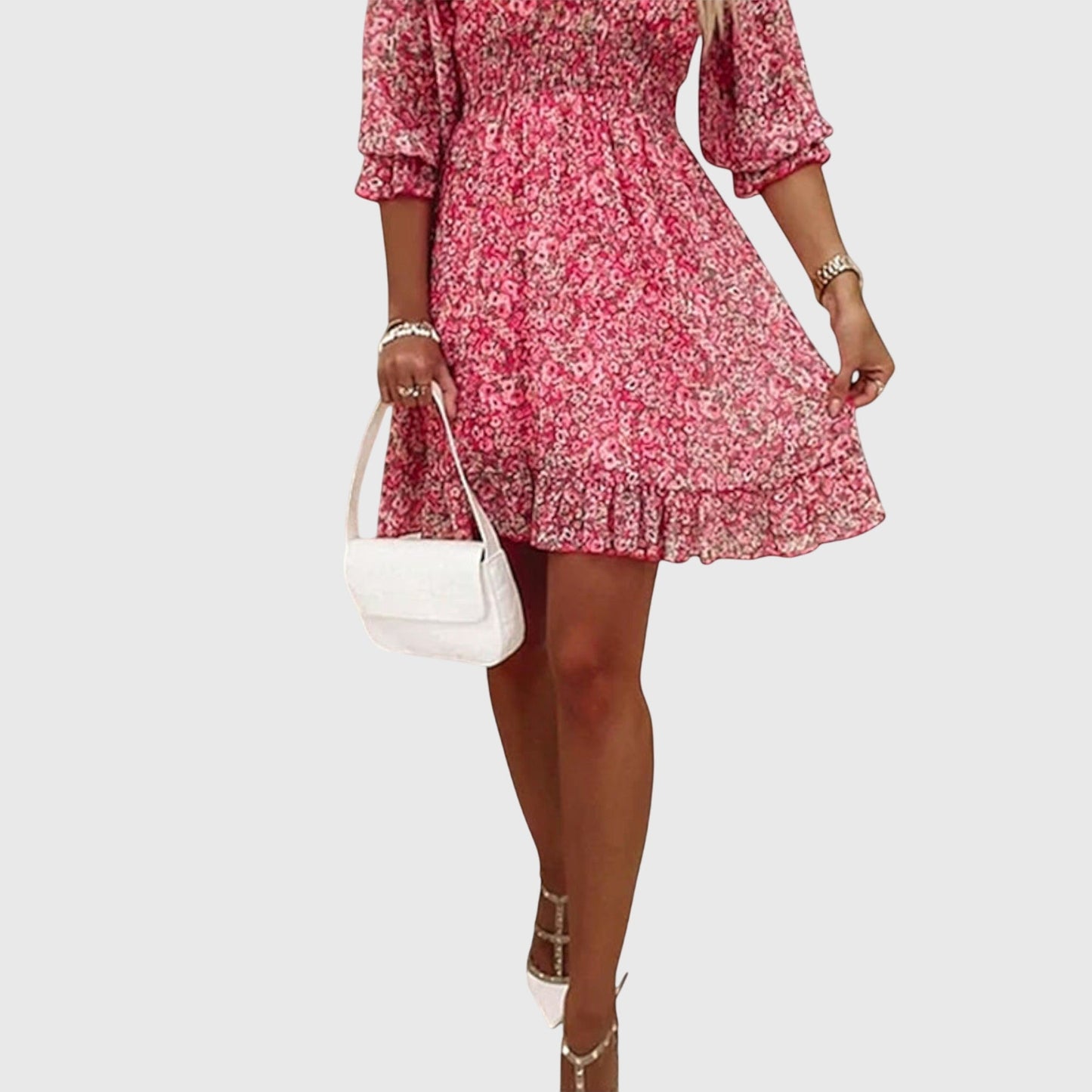 Elisa™ | Floral Puff Sleeve Dress - Luna Hampton