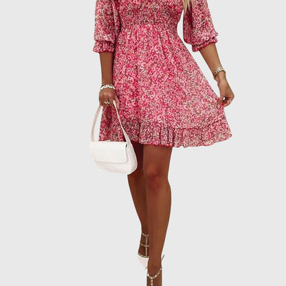 Elisa™ | Floral Puff Sleeve Dress - Luna Hampton