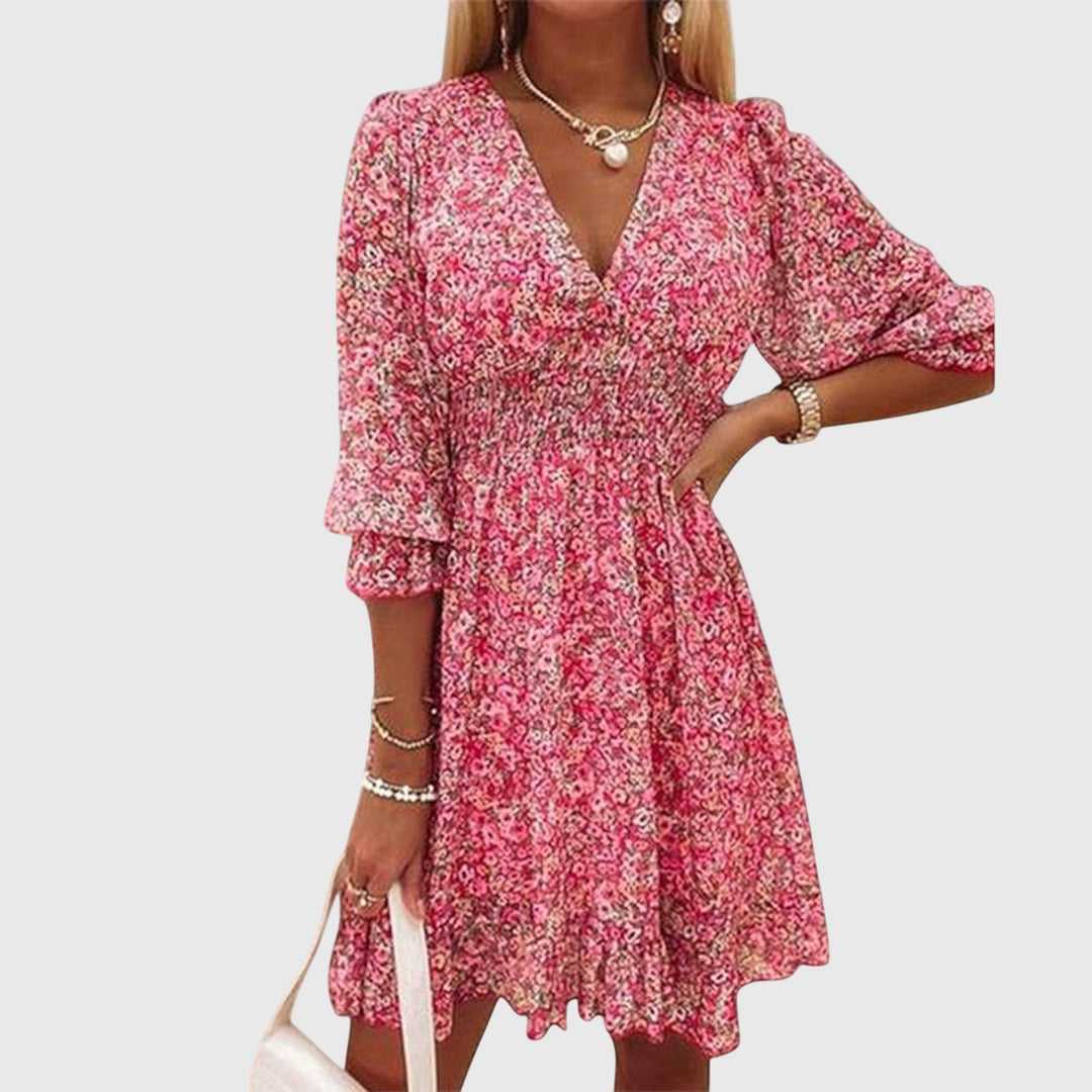 Elisa™ | Floral Puff Sleeve Dress - Luna Hampton
