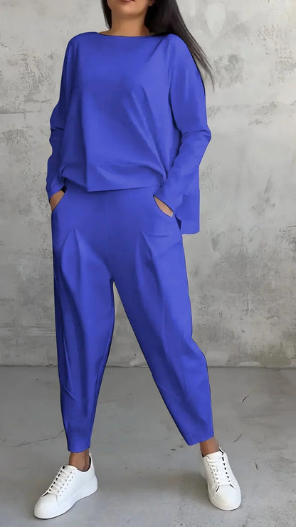 Elise | Casual round neck long sleeve two piece suit - Ciara & Fiona