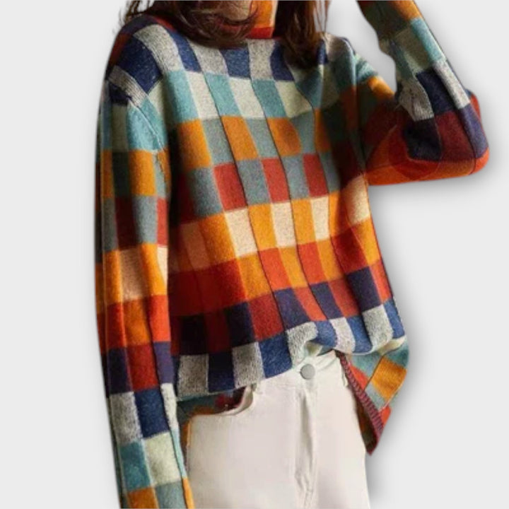 Erika - Colorful Patchwork Turtleneck - Ciara & Fiona