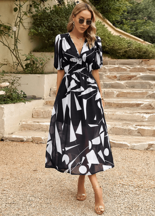 Estella | Flattering Floral Midi Dress - Ciara & Fiona