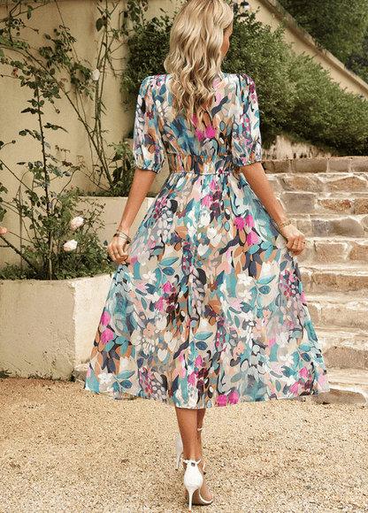 Estella | Flattering Floral Midi Dress - Ciara & Fiona