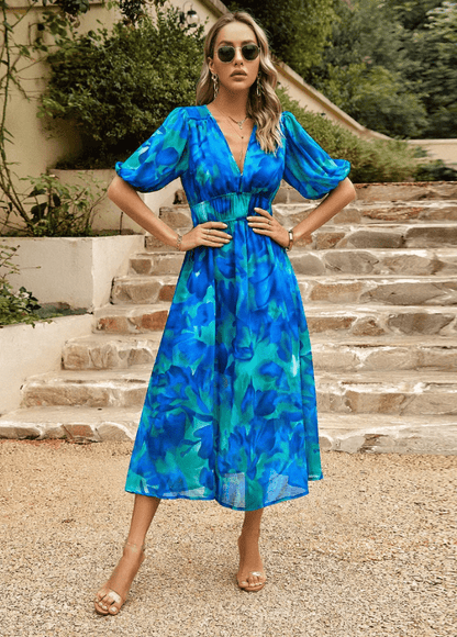 Estella | Flattering Floral Midi Dress - Ciara & Fiona