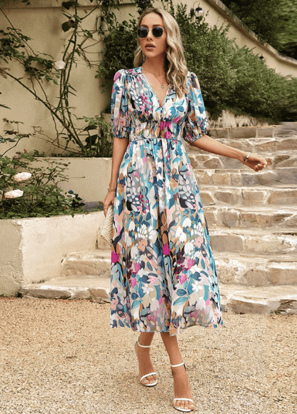 Estella | Flattering Floral Midi Dress - Ciara & Fiona