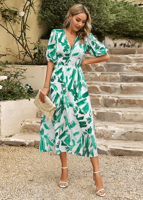 Estella | Flattering Floral Midi Dress - Ciara & Fiona