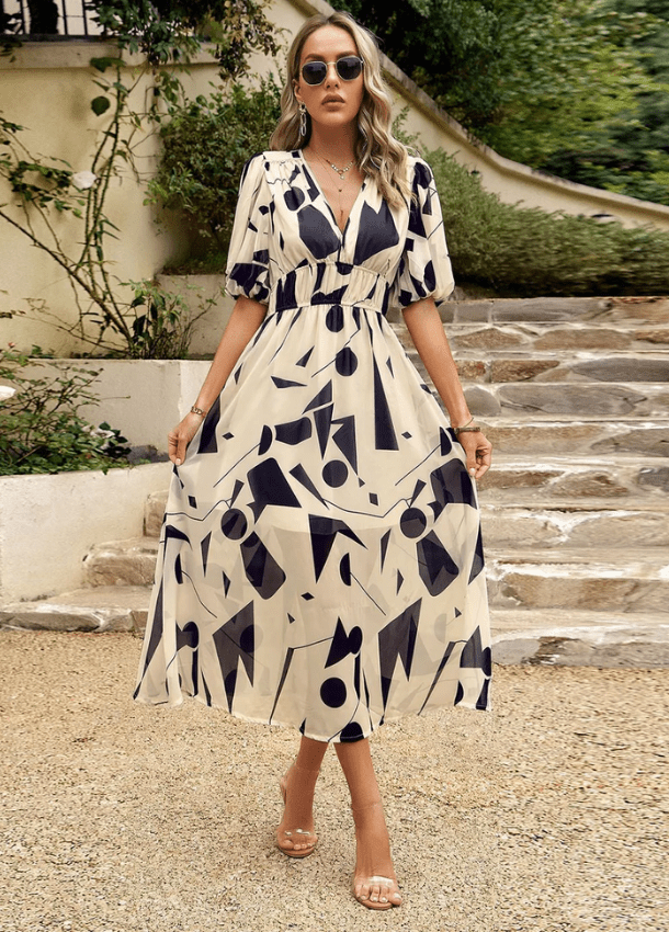 Estella | Flattering Floral Midi Dress - Ciara & Fiona