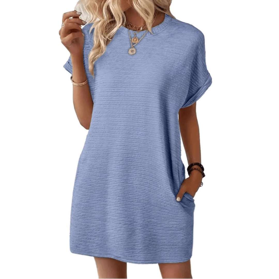 Evasha | Casual Round Neck Summer Dress - Ciara & Fiona