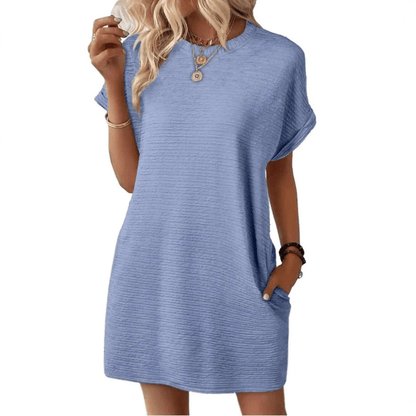 Evasha | Casual Round Neck Summer Dress - Ciara & Fiona