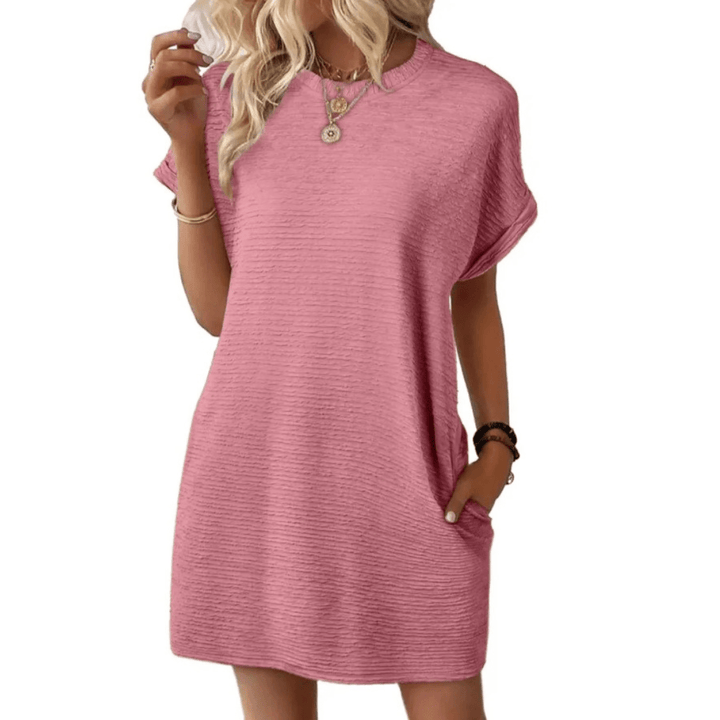 Evasha | Casual Round Neck Summer Dress - Ciara & Fiona